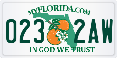 FL license plate 0232AW