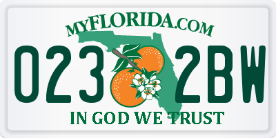 FL license plate 0232BW