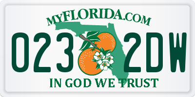 FL license plate 0232DW