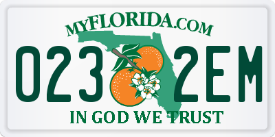 FL license plate 0232EM