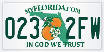 FL license plate 0232FW