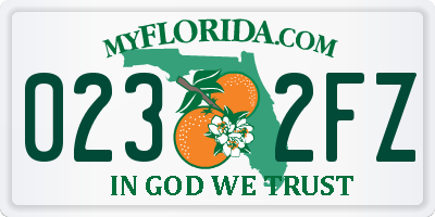 FL license plate 0232FZ