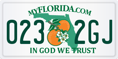 FL license plate 0232GJ