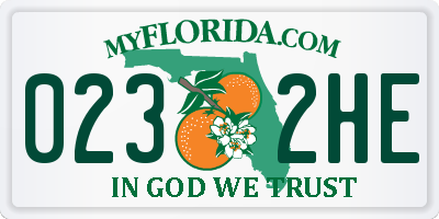 FL license plate 0232HE