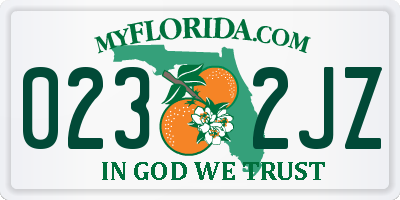 FL license plate 0232JZ