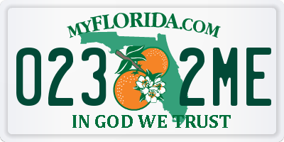 FL license plate 0232ME