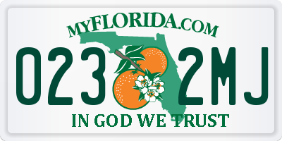 FL license plate 0232MJ