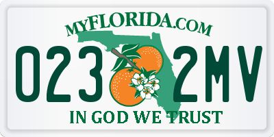 FL license plate 0232MV