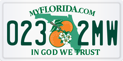 FL license plate 0232MW