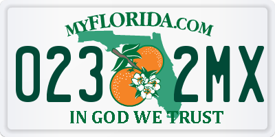 FL license plate 0232MX