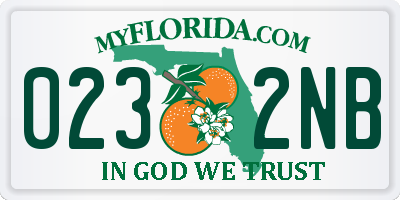 FL license plate 0232NB
