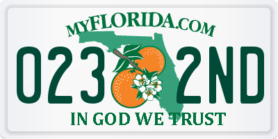 FL license plate 0232ND