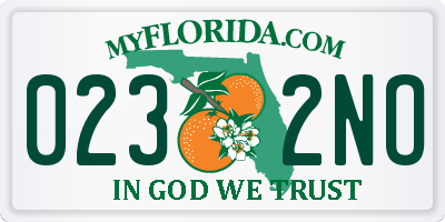 FL license plate 0232NO