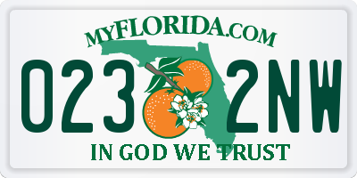 FL license plate 0232NW