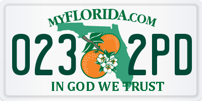 FL license plate 0232PD