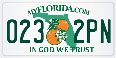 FL license plate 0232PN
