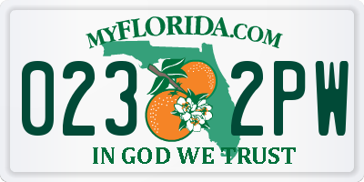 FL license plate 0232PW
