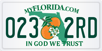 FL license plate 0232RD