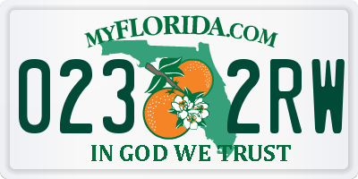 FL license plate 0232RW