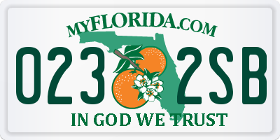 FL license plate 0232SB