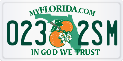 FL license plate 0232SM