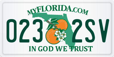 FL license plate 0232SV