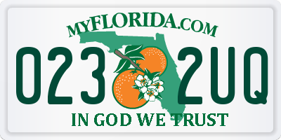 FL license plate 0232UQ