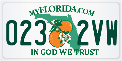 FL license plate 0232VW