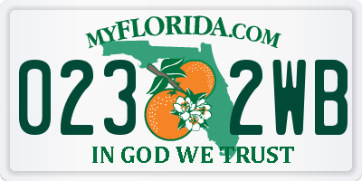 FL license plate 0232WB