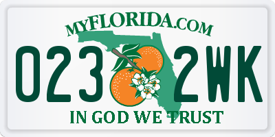 FL license plate 0232WK