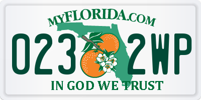 FL license plate 0232WP