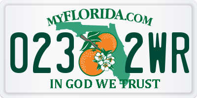 FL license plate 0232WR