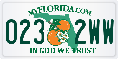 FL license plate 0232WW