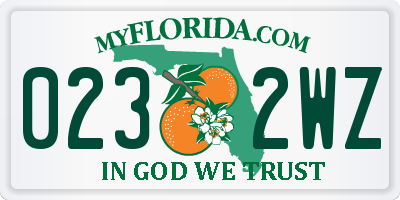 FL license plate 0232WZ