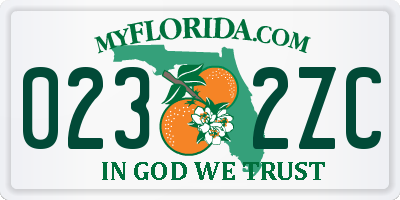 FL license plate 0232ZC