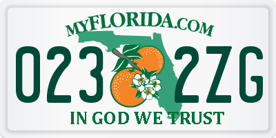 FL license plate 0232ZG