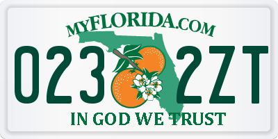 FL license plate 0232ZT