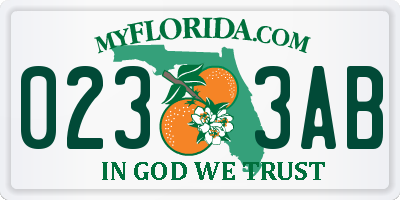 FL license plate 0233AB