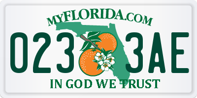FL license plate 0233AE