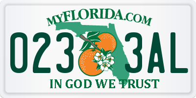 FL license plate 0233AL