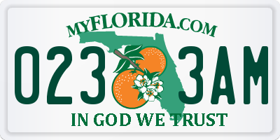 FL license plate 0233AM