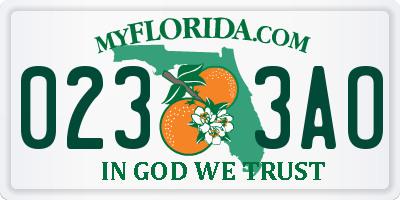 FL license plate 0233AO
