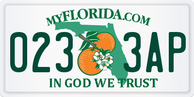 FL license plate 0233AP