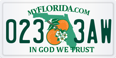 FL license plate 0233AW