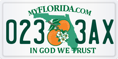 FL license plate 0233AX