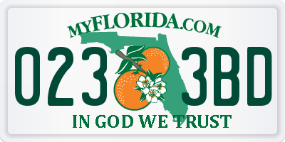 FL license plate 0233BD