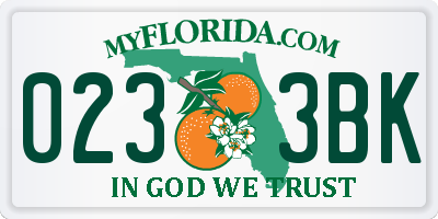 FL license plate 0233BK