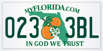 FL license plate 0233BL