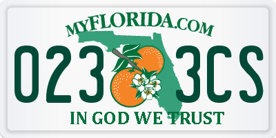 FL license plate 0233CS