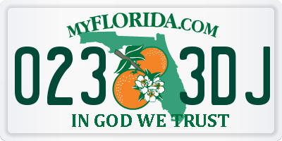 FL license plate 0233DJ